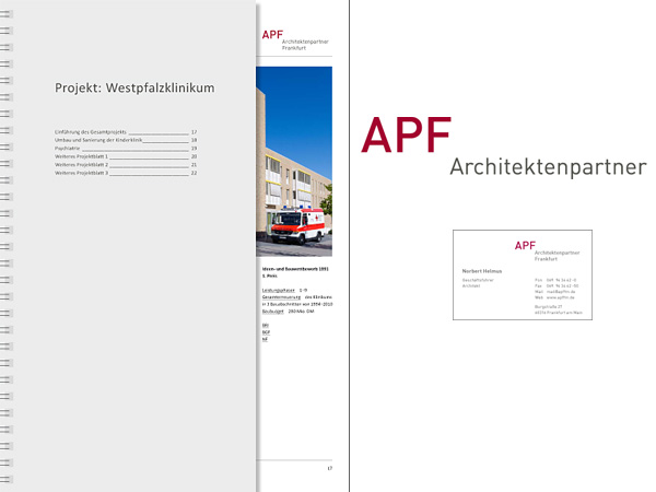APF | Architekten Partner Frankfurt | Corporate Design: Logo & Visitenkarte & Projektdokumentation